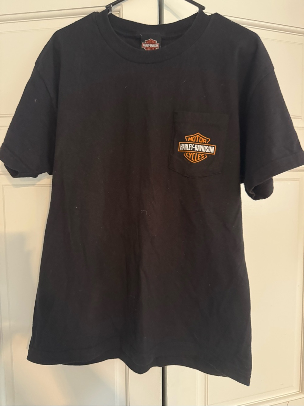 Harley-Davidson Black Short Sleeve Pocket Tee with Orange Logo